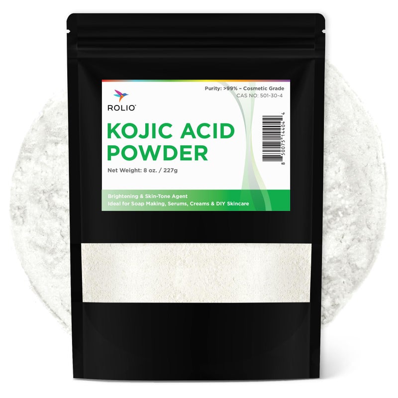 Rolio Pure Kojic Acid Powder, 8 Oz (227g) - Natural Organic Versatile Skincare Product for Soap Making, Creams, Lotions, Serums and More - DIY and Professional Cosmetic Grade Kojic Acid Powder - Image 1